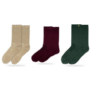 Bulg 788 Combed Cotton Crew Socks 3-Pair Cozy Winter Cabin Pack — Anatolia, C'est La Vie, Heritage Green