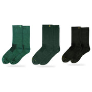 Bulg 788 Combed Cotton Crew Socks 3-Pair Deep Forest Pack — Esmeralda, Heritage Green, Hunter