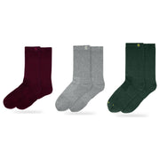 Bulg 788 Combed Cotton Crew Socks 3-Pair Evergreen Holiday Pack — C'est La Vie, Ephesus, Heritage Green