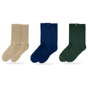 Bulg 788 Combed Cotton Crew Socks 3-Pair Ivy / Preppy Pack — Anatolia, Dark Blue Bond, Heritage Green