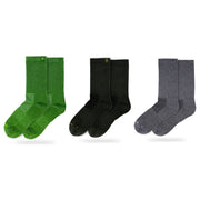 Bulg 788 Combed Cotton Crew Socks 3-Pair Moss & Stone Pack — Dormen, Hunter, Laden Grey