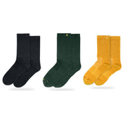 Bulg 788 Combed Cotton Crew Socks 3-Pair Caribbean / Jamaica Pack — Darkness, Heritage Green, Summer Gold