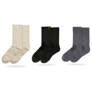 Bulg 788 Combed Cotton Crew Socks 3-Pair Stone & Slate (Mountain) Pack — Bleached Nature, Hunter, Laden Grey