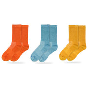 Bulg 788 Combed Cotton Crew Socks 3-Pair Summer Coast Pack — Bali Orange, Goshima, Summer Gold