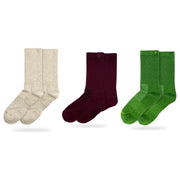 Bulg 788 Combed Cotton Crew Socks 3-Pair Italian Heritage Pack — Bleached Nature, C'est La Vie, Dormen