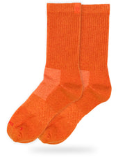 Bulg 788 Bali Orange performance crew socks studio hero shot in vivid heathered orange