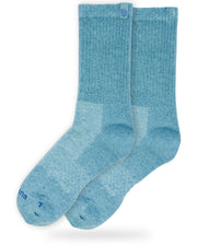 Bulg 788 Goshima performance crew socks studio hero shot in dusty sky blue heather knit