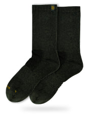 Bulg 788 Hunter performance crew socks studio hero shot in dark olive green ribbed knit