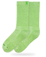 Bulg 788 Primavera performance crew socks studio hero shot in fresh spring lime ribbed knit