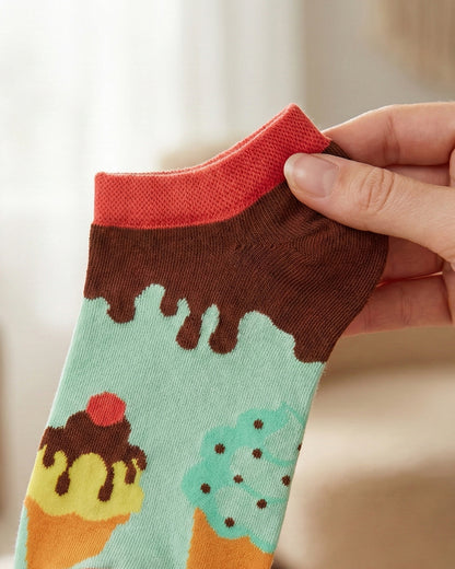 SOCKSOP Funky Ice Cream Socks | High Cotton Breathable Ankle Socks
