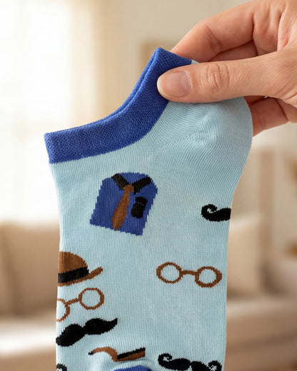 SOCKSOP Funky Gentlemen Socks | High Cotton Breathable Ankle Socks