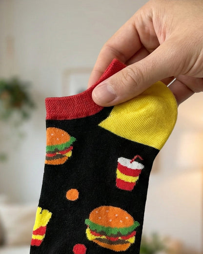 SOCKSOP Funky Burger Socks | High Cotton Breathable Ankle Socks