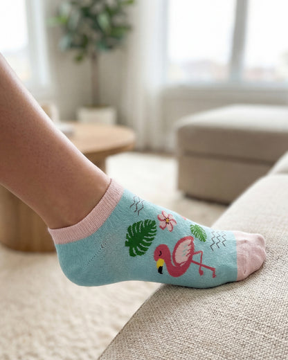 SOCKSOP Funky Flamingo Socks | High Cotton Breathable Ankle Socks