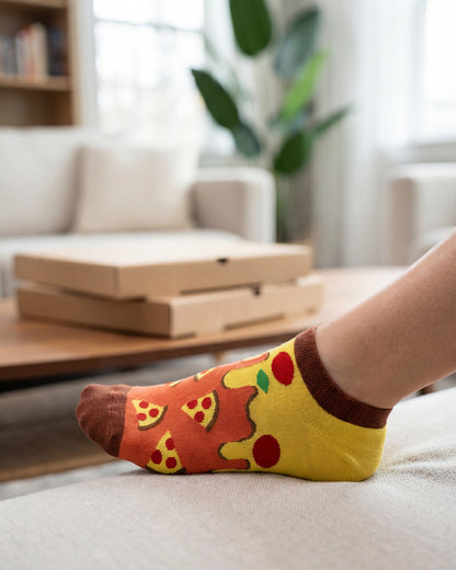 SOCKSOP Funky Pizza Socks | High Cotton Breathable Ankle Socks