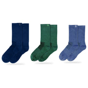 Bulg 788 Combed Cotton Crew Socks 3-Pair Aurora Pack — Dark Blue Bond, Esmeralda, Quamash
