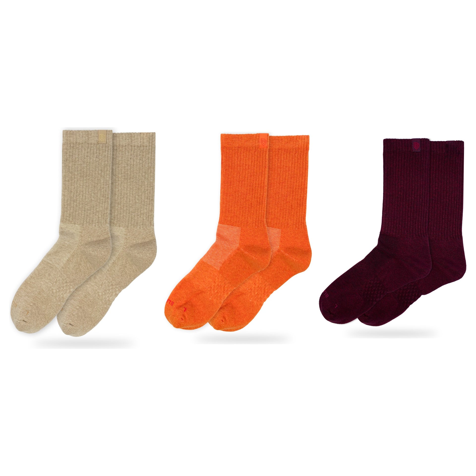 Bulg 788 Combed Cotton Crew Socks 3-Pair Desert / Canyon Pack — Anatolia, Bali Orange, C'est La Vie