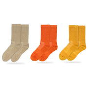 Bulg 788 Combed Cotton Crew Socks 3-Pair Sahara / Dunes Pack — Anatolia, Bali Orange, Summer Gold