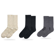 Bulg 788 Combed Cotton Crew Socks 3-Pair Monochrome Pack — Bleached Nature, Darkness, Laden Grey