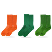 Bulg 788 Combed Cotton Crew Socks 3-Pair Tropical Jungle Pack — Bali Orange, British Racing Green, Dormen