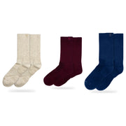 Bulg 788 Combed Cotton Crew Socks 3-Pair Tricolore Pack — Bleached Nature, C'est La Vie, Dark Blue Bond
