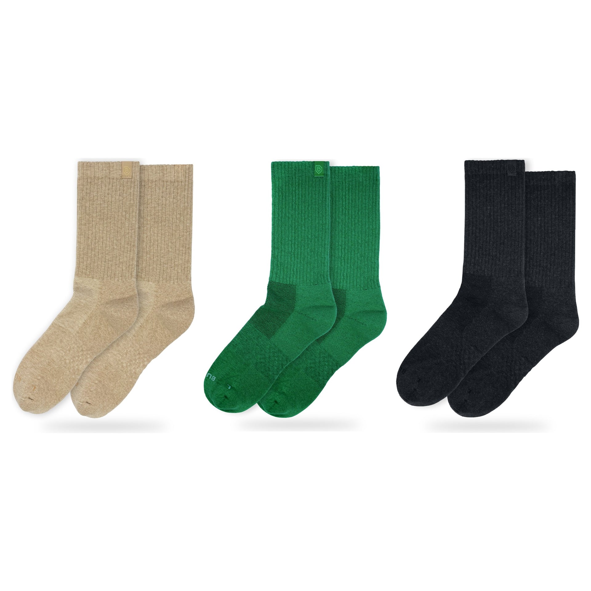 Bulg 788 Combed Cotton Crew Socks 3-Pair Vintage Racing Pack — Anatolia, British Racing Green, Darkness