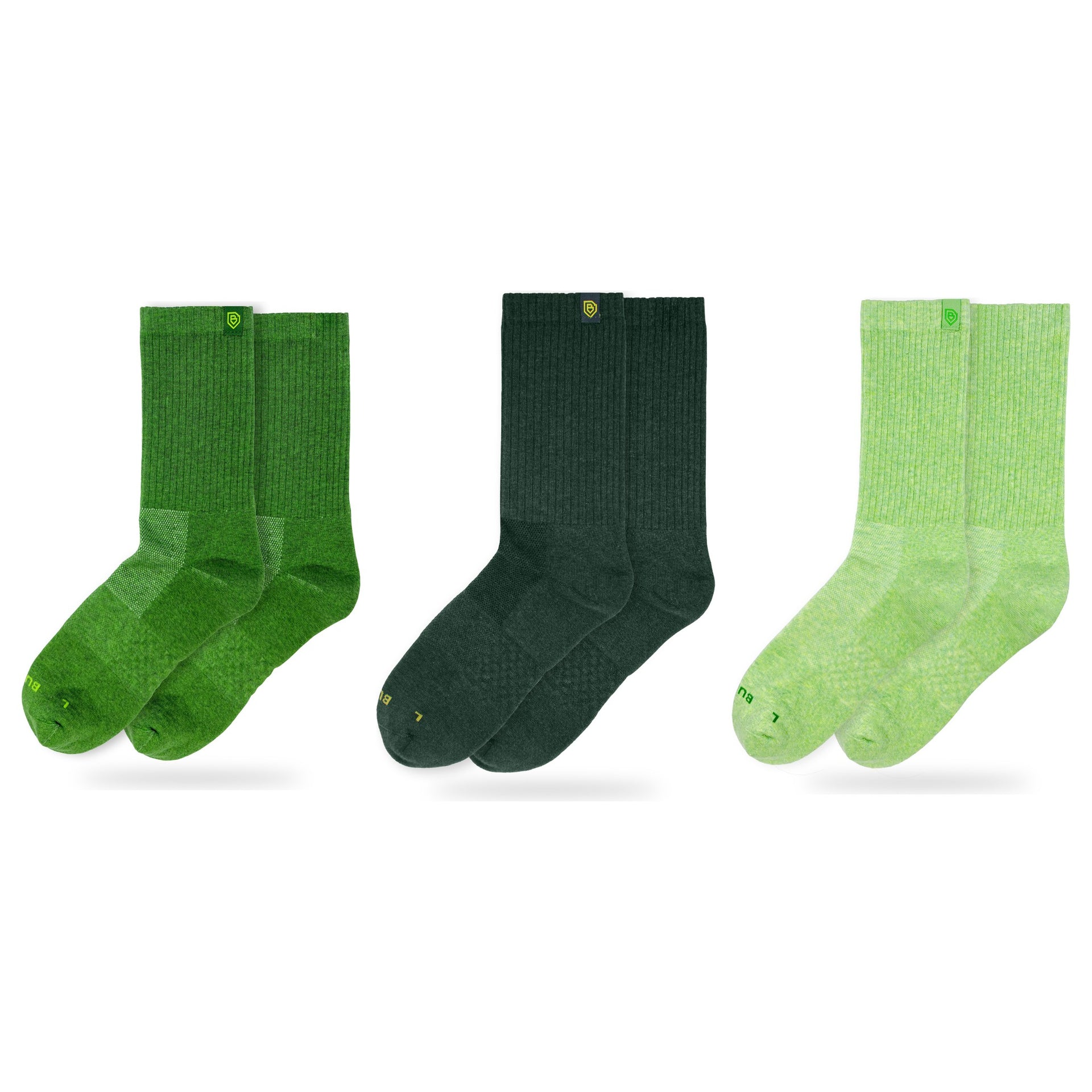 Bulg 788 Combed Cotton Crew Socks 3-Pair St. Patrick's Trio Pack — Dormen, Heritage Green, Primavera