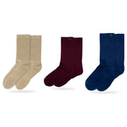 Bulg 788 Combed Cotton Crew Socks 3-Pair Back-to-School Pack — Anatolia, C'est La Vie, Dark Blue Bond