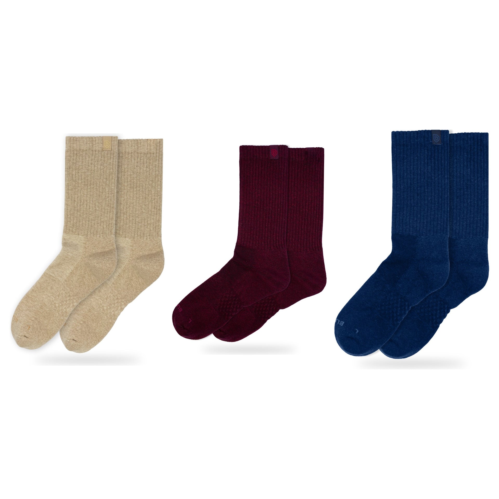 Bulg 788 Combed Cotton Crew Socks 3-Pair Back-to-School Pack — Anatolia, C'est La Vie, Dark Blue Bond