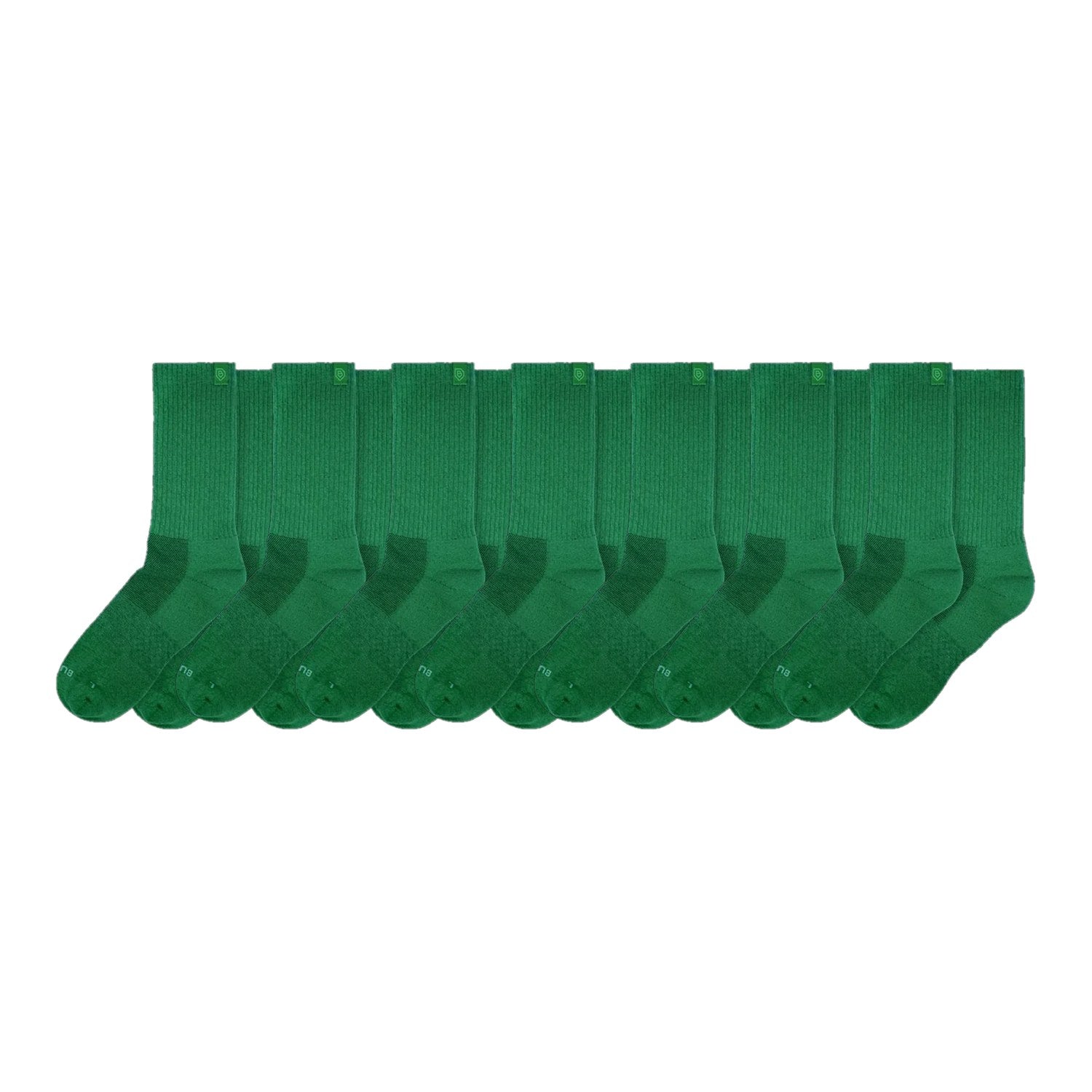 Bulg Nr.788 7-Pair British Racing Green Gift Set, Premium Combed-Cotton Cushioned Crew Socks