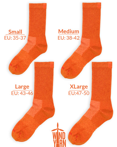 Bulg 788 Bali Orange crew socks size chart fit guide