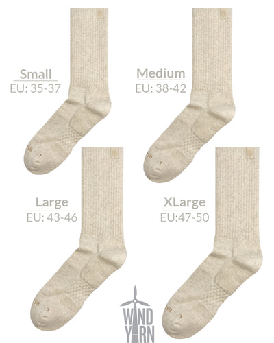 Bulg 788 Bleached Nature crew socks size chart fit guide