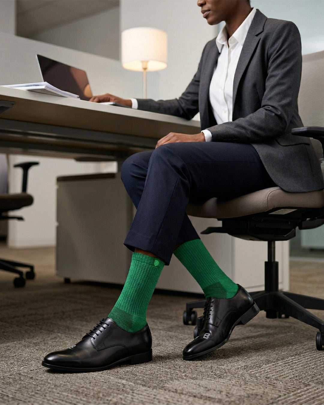 Bulg 788 British Racing Green crew socks lifestyle shot adding a refined color accent