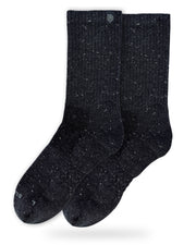 Bulg 788 Charcoal White Berry performance crew socks studio hero shot in speckled black donegal knit