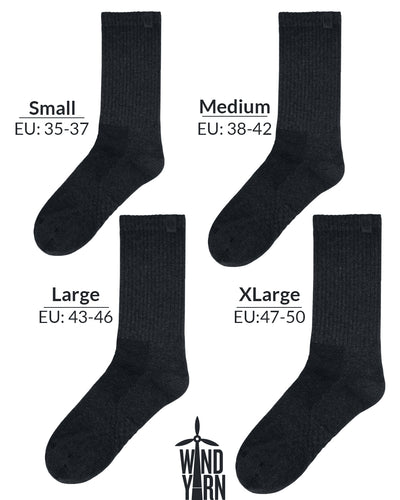 Bulg 788 Darkness crew socks size chart fit guide