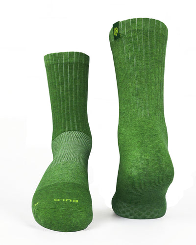 Bulg 788 Dormen crew socks flatlay product shot in vivid kelly green