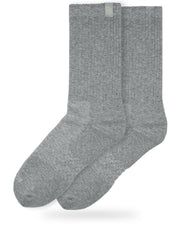 Bulg 788 Ephesus performance crew socks studio hero shot in soft heather grey ribbed knit