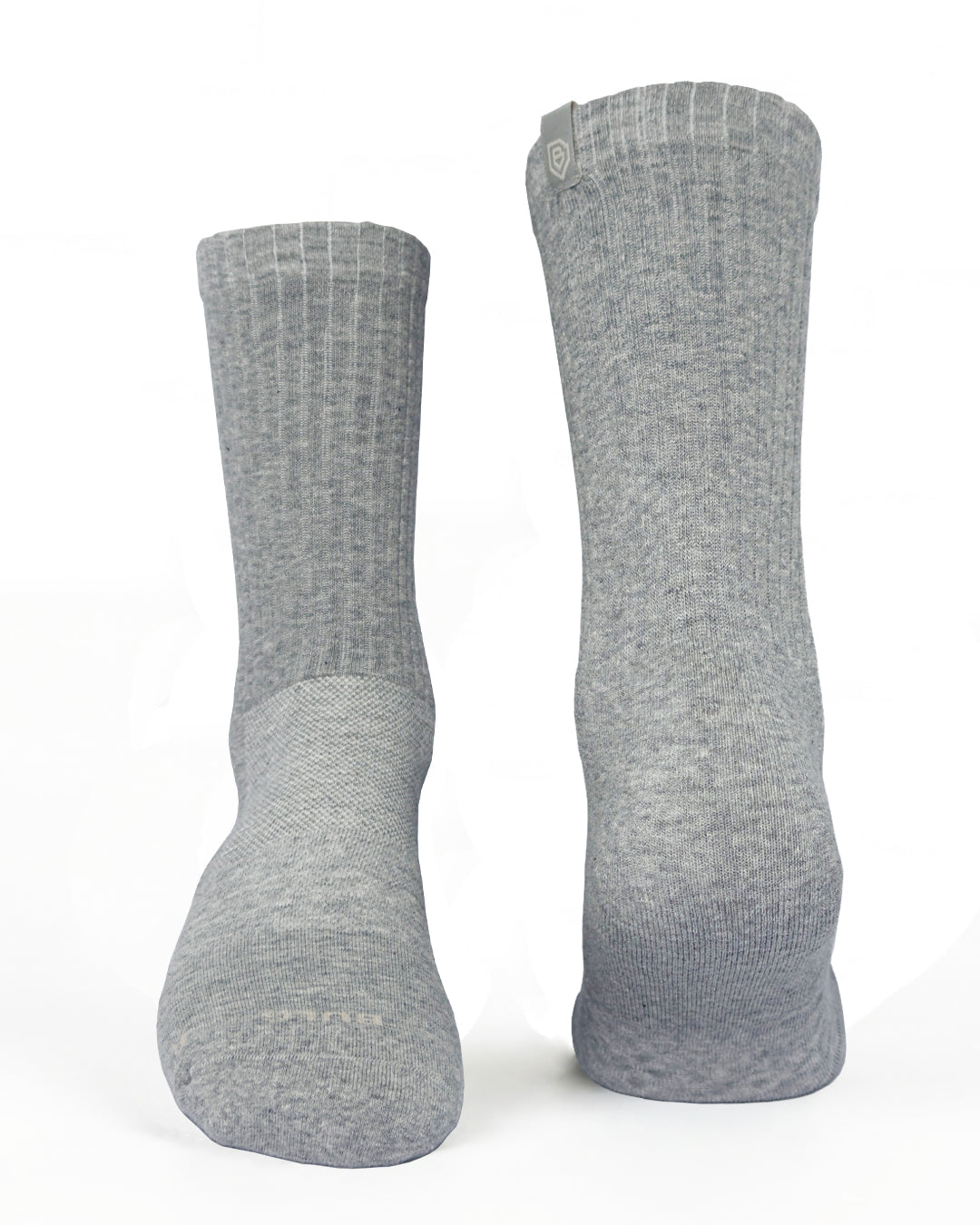 Bulg 788 Ephesus crew socks flatlay product shot in soft heather grey