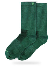 Bulg 788 Esmeralda performance crew socks studio hero shot in jewel forest green ribbed knit