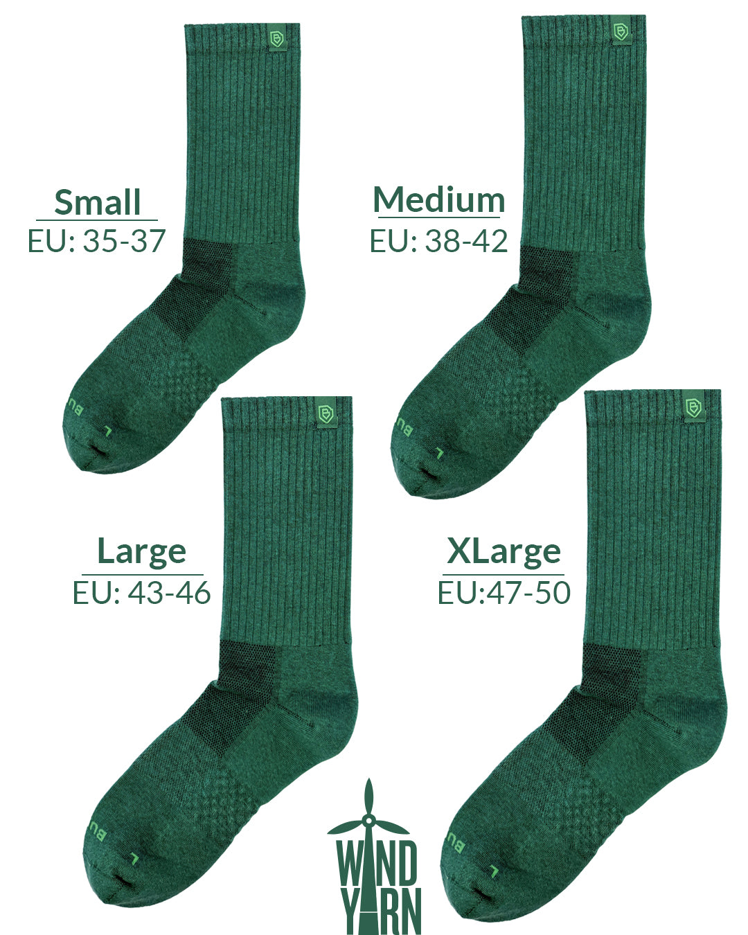 Bulg 788 Esmeralda crew socks size chart fit guide