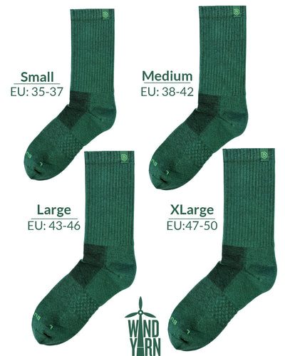 Bulg 788 Esmeralda crew socks size chart fit guide