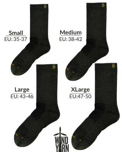 Bulg 788 Hunter crew socks size chart fit guide