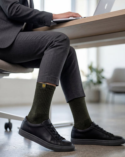 Bulg 788 Hunter crew socks lifestyle shot bridging tailored and outdoor looks