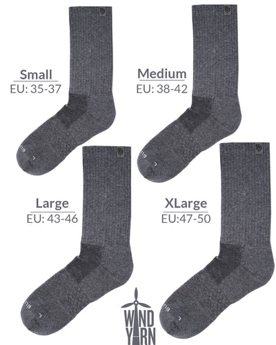 Bulg 788 Laden Grey crew socks size chart fit guide