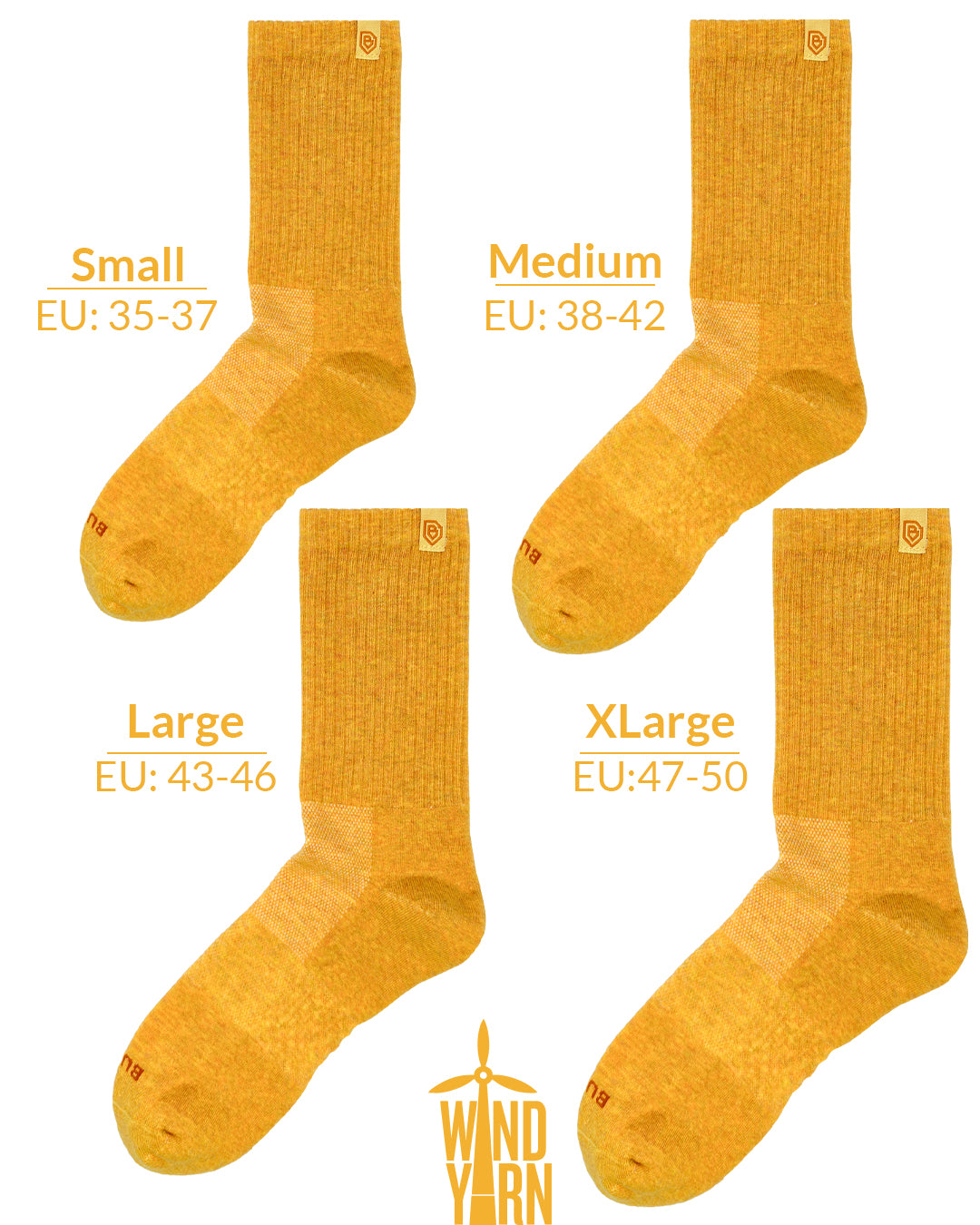 Bulg 788 Summer Gold crew socks size chart fit guide
