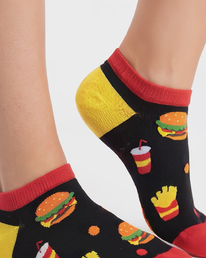 SOCKSOP Funky Burger Socks | High Cotton Breathable Ankle Socks