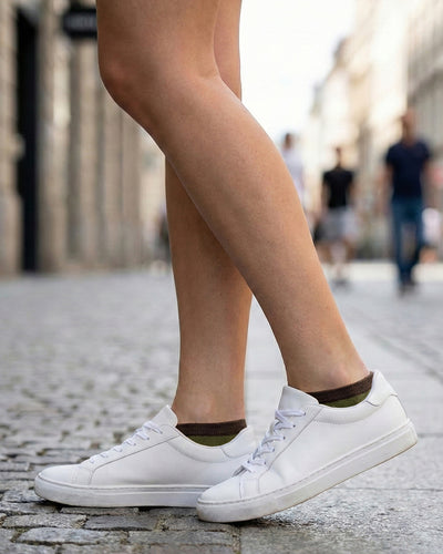 Socksop Paw ankle socks worn outdoors with low-cut shoes — dog-walk park street style